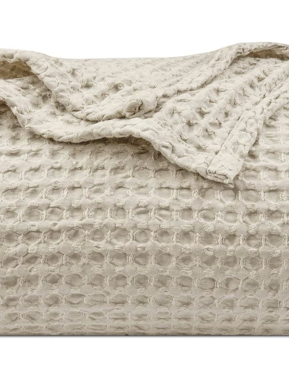 Cream Waffle Cotton Blanket – Soft Textured Throw - Picture 2 of 3